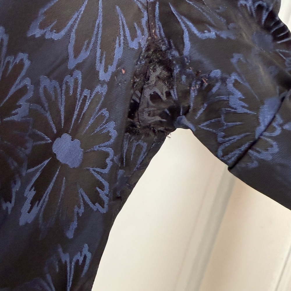 Vintage Eisenberg Elegant Black and Blue Floral Midi Dress - Picture 6 of 11